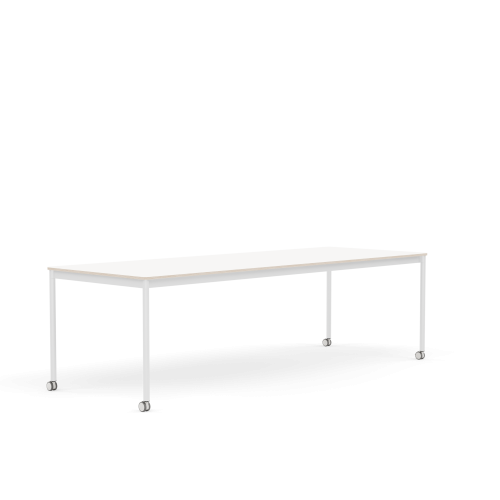 MUUTO stół z kółkami BASE 250x90 biały laminat / sklejka / biała podstawa