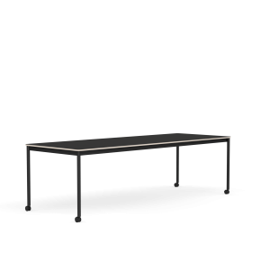 MUUTO stół z kółkami BASE 250x90 czarny nanolaminat / sklejka / czarna podstawa