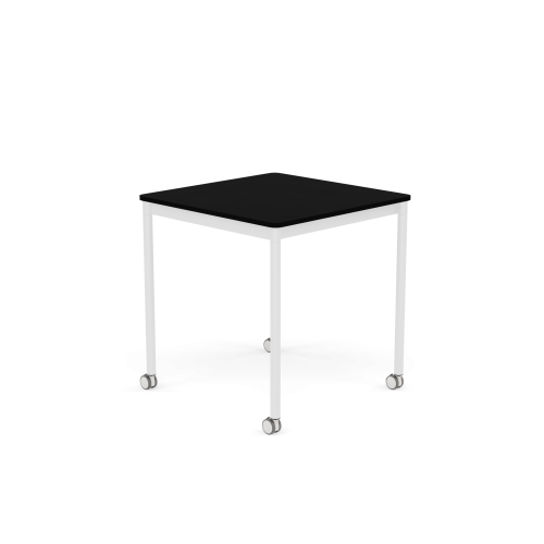 MUUTO stół z kółkami BASE 70x70 czarny laminat / czarny ABS / biała podstawa