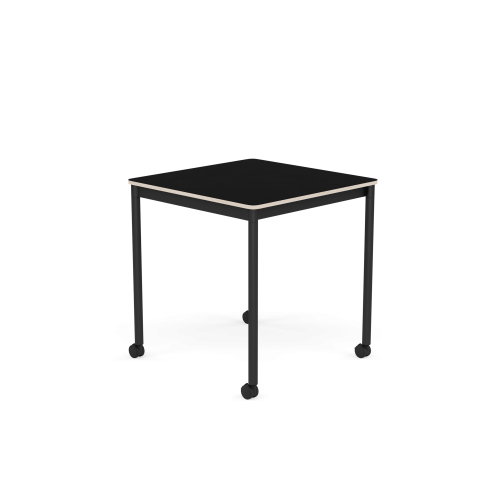 MUUTO stół z kółkami BASE 70x70 czarny laminat / sklejka / czarna podstawa