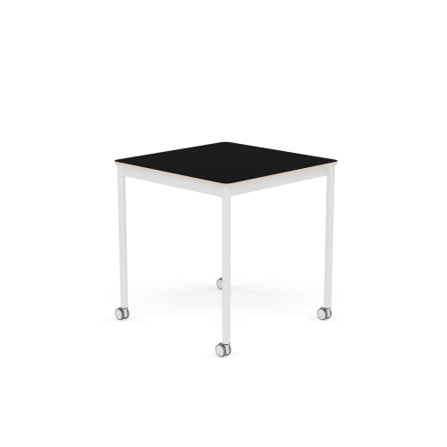 MUUTO stół z kółkami BASE 70x70 czarny laminat / sklejka / biała podstawa