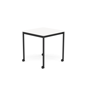 MUUTO stół z kółkami BASE 70x70 biały laminat / biały ABS / czarna podstawa
