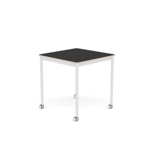 MUUTO stół z kółkami BASE 70x70 czarne linoleum / sklejka / biała podstawa