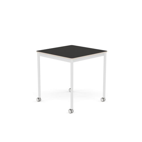 MUUTO stół z kółkami BASE 70x70 czarne linoleum / sklejka / biała podstawa