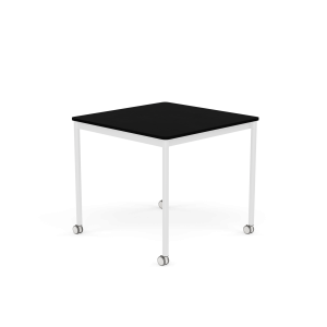 MUUTO stół z kółkami BASE 80x80 czarny laminat / czarny ABS / biała podstawa