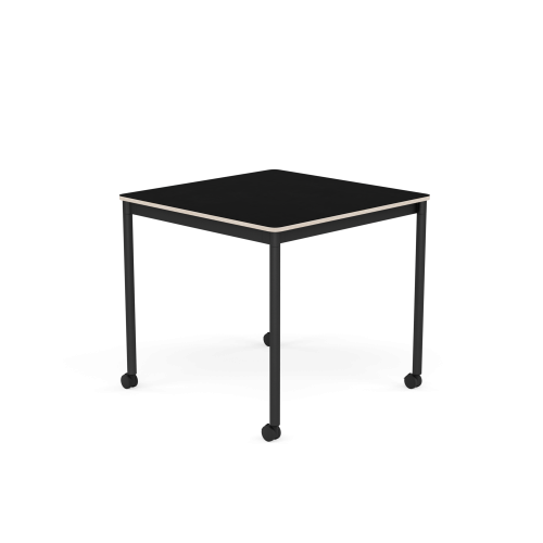 MUUTO stół z kółkami BASE 80x80 czarny laminat / sklejka / czarna podstawa