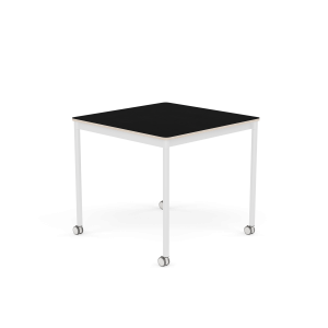 MUUTO stół z kółkami BASE 80x80 czarny laminat / sklejka / biała podstawa