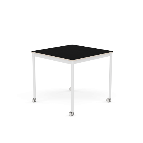 MUUTO stół z kółkami BASE 80x80 czarny laminat / sklejka / biała podstawa