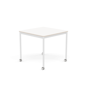 MUUTO stół z kółkami BASE 80x80 biały laminat / sklejka / biała podstawa
