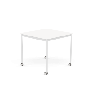 MUUTO stół z kółkami BASE 80x80 biały laminat / biały ABS / biała podstawa