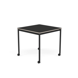 MUUTO stół z kółkami BASE 80x80 czarny nanolaminat / sklejka / czarna podstawa