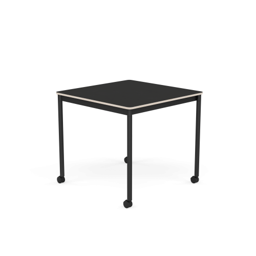 MUUTO stół z kółkami BASE 80x80 czarny nanolaminat / sklejka / czarna podstawa