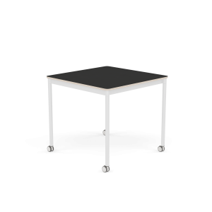 MUUTO stół z kółkami BASE 80x80 czarny nanolaminat / sklejka / biała podstawa