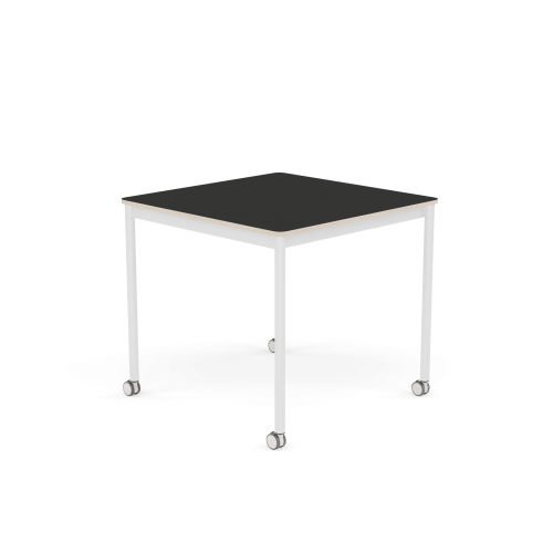 MUUTO stół z kółkami BASE 80x80 czarny nanolaminat / sklejka / biała podstawa