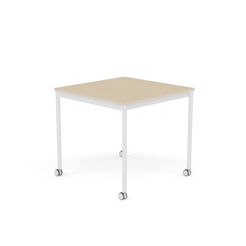 MUUTO stół z kółkami BASE 80x80 fornir dębowy / sklejka / biała podstawa