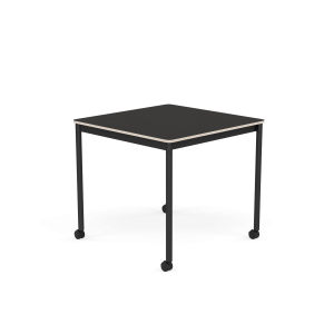 MUUTO stół z kółkami BASE 80x80 czarne linoleum / sklejka / czarna podstawa