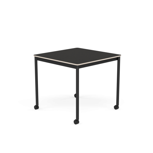 MUUTO stół z kółkami BASE 80x80 czarne linoleum / sklejka / czarna podstawa