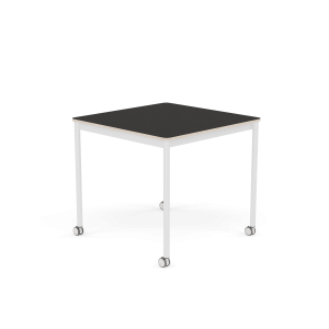 MUUTO stół z kółkami BASE 80x80 czarne linoleum / sklejka / biała podstawa