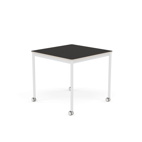 MUUTO stół z kółkami BASE 80x80 czarne linoleum / sklejka / biała podstawa