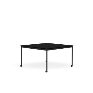 MUUTO stół z kółkami BASE 128x128 czarny laminat / czarny ABS / czarna podstawa