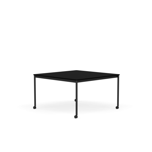 MUUTO stół z kółkami BASE 128x128 czarny laminat / czarny ABS / czarna podstawa