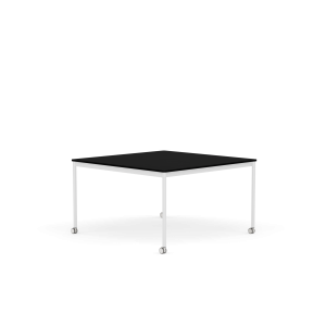 MUUTO stół z kółkami BASE 128x128 czarny laminat / czarny ABS / biała podstawa