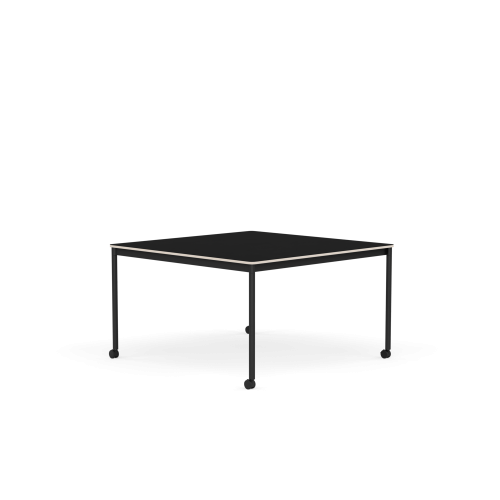 MUUTO stół z kółkami BASE 128x128 czarny laminat / sklejka / czarna podstawa