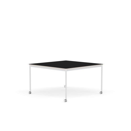 MUUTO stół z kółkami BASE 128x128 czarny laminat / sklejka / biała podstawa