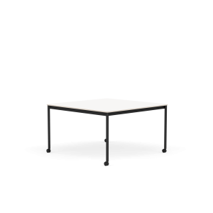 MUUTO stół z kółkami BASE 128x128 biały laminat / sklejka / czarna podstawa