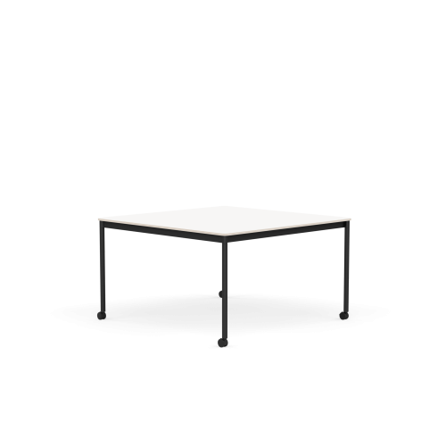 MUUTO stół z kółkami BASE 128x128 biały laminat / sklejka / czarna podstawa