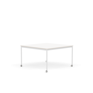 MUUTO stół z kółkami BASE 128x128 biały laminat / sklejka / biała podstawa