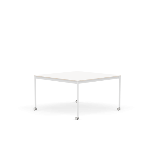 MUUTO stół z kółkami BASE 128x128 biały laminat / sklejka / biała podstawa