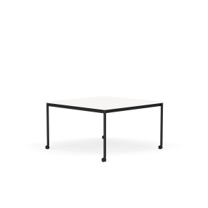 MUUTO stół z kółkami BASE 128x128 biały laminat / biały ABS / czarna podstawa