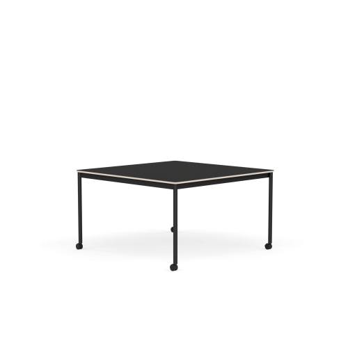 MUUTO stół z kółkami BASE 128x128 czarny nanolaminat / sklejka / czarna podstawa
