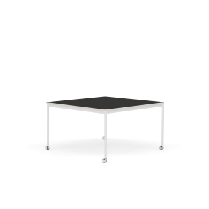 MUUTO stół z kółkami BASE 128x128 czarny nanolaminat / sklejka / biała podstawa