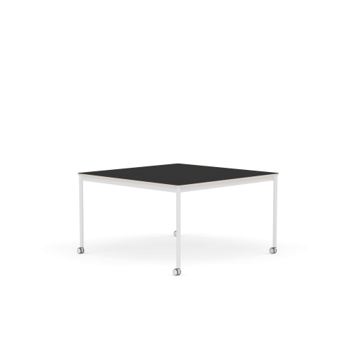 MUUTO stół z kółkami BASE 128x128 czarny nanolaminat / sklejka / biała podstawa