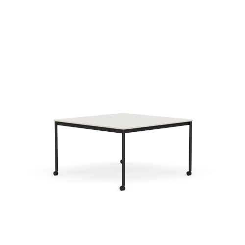MUUTO stół z kółkami BASE 128x128 biały nanolaminat / sklejka / czarna podstawa