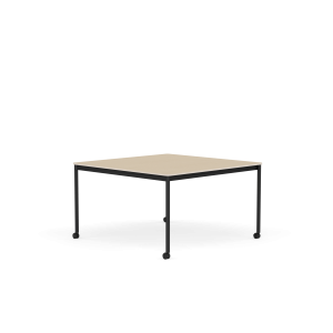 MUUTO stół z kółkami BASE 128x128 fornir dębowy / sklejka / czarna podstawa