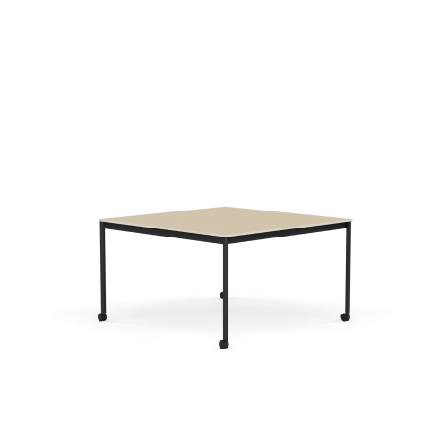 MUUTO stół z kółkami BASE 128x128 fornir dębowy / sklejka / czarna podstawa