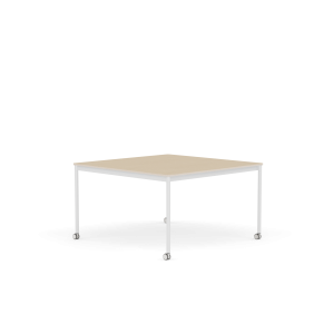 MUUTO stół z kółkami BASE 128x128 fornir dębowy / sklejka / biała podstawa