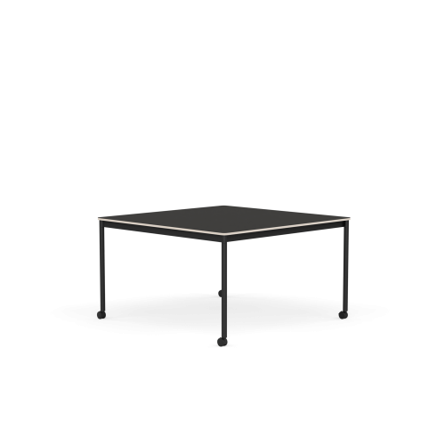MUUTO stół z kółkami BASE 128x128 czarne linoleum / sklejka / czarna podstawa