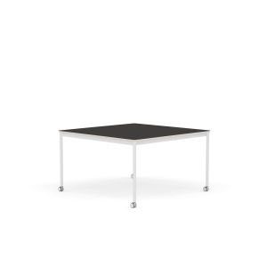 MUUTO stół z kółkami BASE 128x128 czarne linoleum / sklejka / biała podstawa