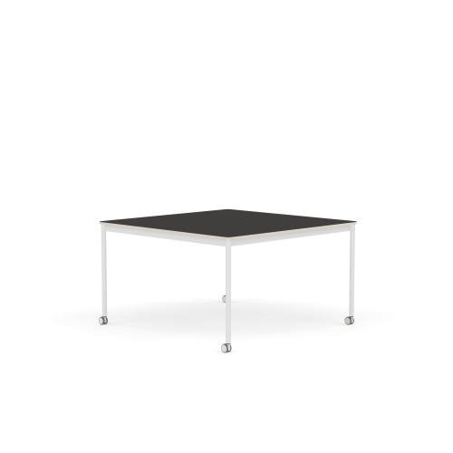 MUUTO stół z kółkami BASE 128x128 czarne linoleum / sklejka / biała podstawa
