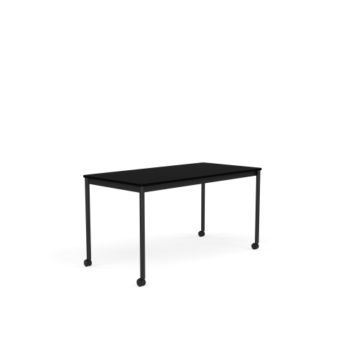 MUUTO stół z kółkami BASE 140x70 czarny laminat / czarny ABS / czarna podstawa