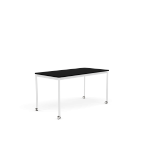 MUUTO stół z kółkami BASE 140x70 czarny laminat / czarny ABS / biała podstawa
