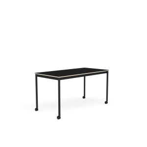 MUUTO stół z kółkami BASE 140x70 czarny laminat / sklejka / czarna podstawa