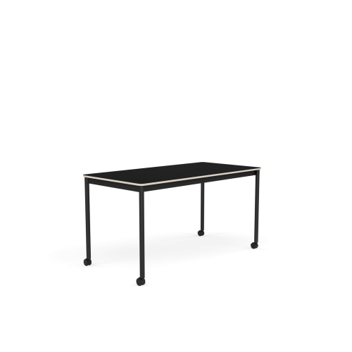 MUUTO stół z kółkami BASE 140x70 czarny laminat / sklejka / czarna podstawa