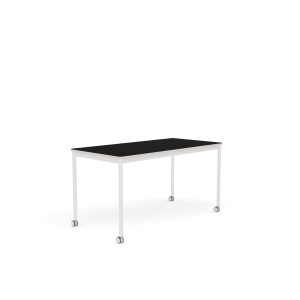 MUUTO stół z kółkami BASE 140x70 czarny laminat / sklejka / biała podstawa