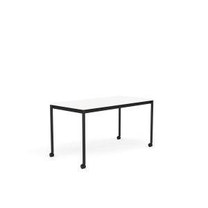 MUUTO stół z kółkami BASE 140x70 biały laminat / biały ABS / czarna podstawa