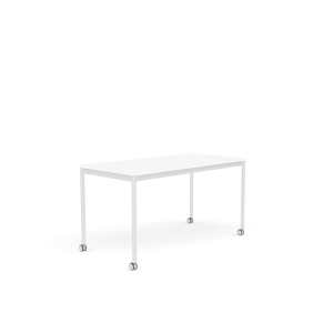 MUUTO stół z kółkami BASE 140x70 biały laminat / biały ABS / biała podstawa